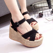 Crisscross Open Toe Wedge