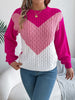 Contrast Round Neck Long Sleeve Sweater