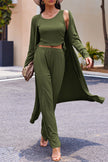 Drawstring  Long Sleeve Cover Up and Pants Set