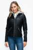 YMI Faux Layered Double-Zipper Jacket with Fuzzy Hood