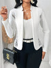 Lace Detail Open Front Long Sleeve Blazer