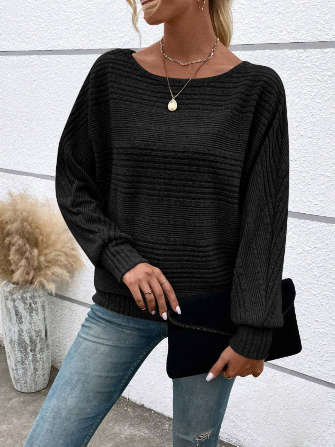 Full Size Round Neck Long Sleeve Sweater