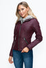 Faux Layered Double-Zipper Jacket with Fuzzy Hood