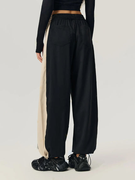 Drawstring Hem Contrast Elastic Waist Pants