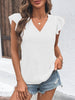 Textured V-Neck Cap Sleeve Blouse