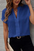 Full Size Notched Short Sleeve Blouse