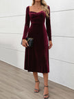 Perfee Sweetheart Neck Long Sleeve Midi Dress