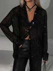 Sequin Button Up Long Sleeve Shirt