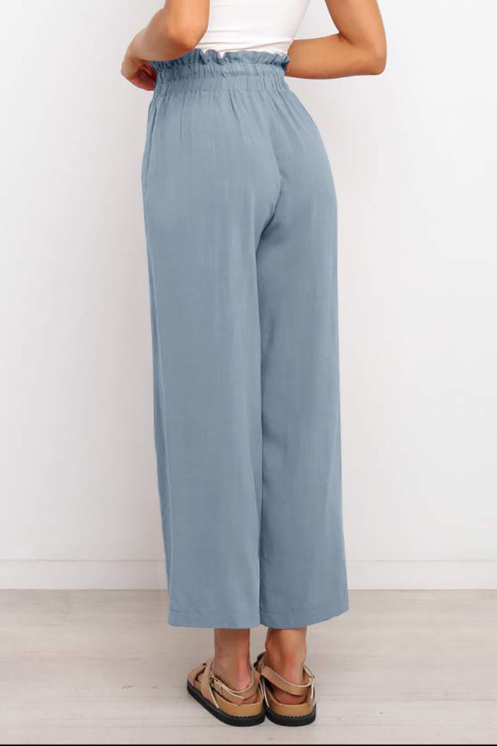 Drawstring Waist Wide Leg Pants