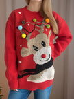 Reindeer Round Neck Long Sleeve Sweater