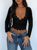 Devine V-Neck Long Sleeve Lace T-Shirt