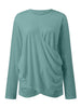 Ruched Round Neck Long Sleeve T-Shirt