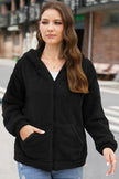 Zip Up Long Sleeve Fuzzy Hoodie Outerwear