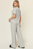 Double Take Full Size Round Neck Short Sleeve Top and Wide Leg Pants Set