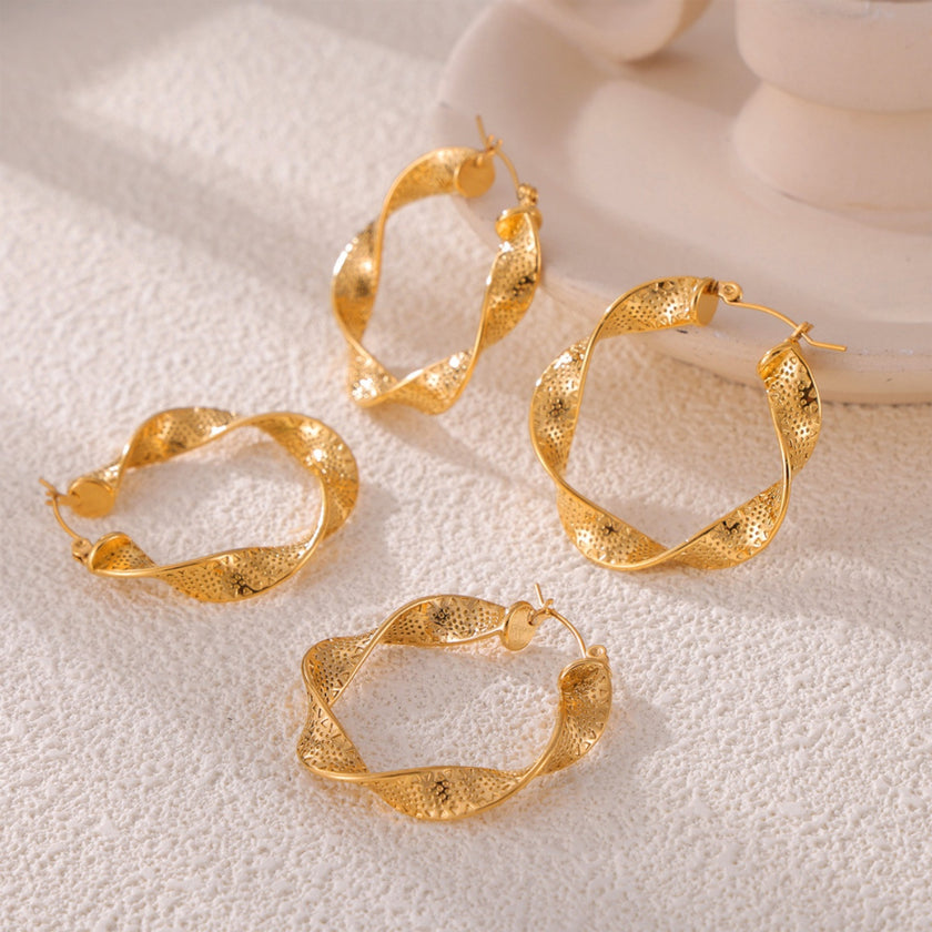 Titanium Steel Twisted Earrings - QuaintQuest Fashion