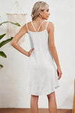 Eyelet Scoop Neck Double Strap Mini Dress