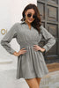 Johnny Collar Smocked Waist Long Sleeve Mini Dress