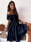 Full Size Ruffled Off-Shoulder Short Sleeve Dress