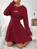 Wide Strap Mini Dress and Long Sleeve Hooded Top Set