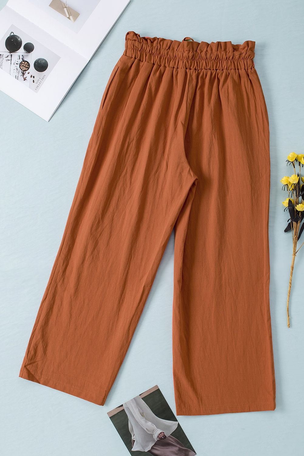 Drawstring Waist Wide Leg Pants