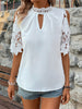 Lace Mock Neck Cold Shoulder Blouse