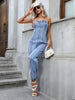 Spaghetti Strap Denim Jumpsuit with Pockets