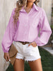 Mandy Striped Pocketed Button Up Long Sleeve Shirt