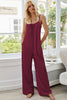 Shiny Scoop Neck Spaghetti Strap Pocket Jumpsuit