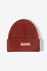 NEWYORK Patch Rib-Knit Cuffed Beanie