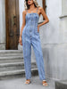 Spaghetti Strap Denim Jumpsuit with Pockets