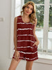 Striped Round Neck Top and Shorts Lounge Set