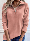 Full Size Quarter Zip Long Sleeve Sweater