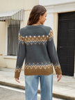 Contrast Round Neck Long Sleeve Sweater