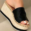 PU Leather Open Toe Wedge