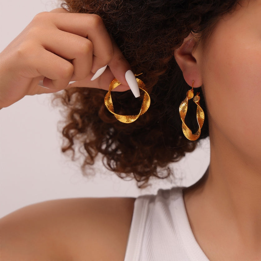 Titanium Steel Twisted Earrings - QuaintQuest Fashion