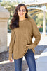 Basic Bae Full Size Ribbed Round Neck Long Sleeve Knit Sweater