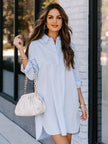 Lovelet Button Up Collared Neck Long Sleeve Shirt Mini Dress