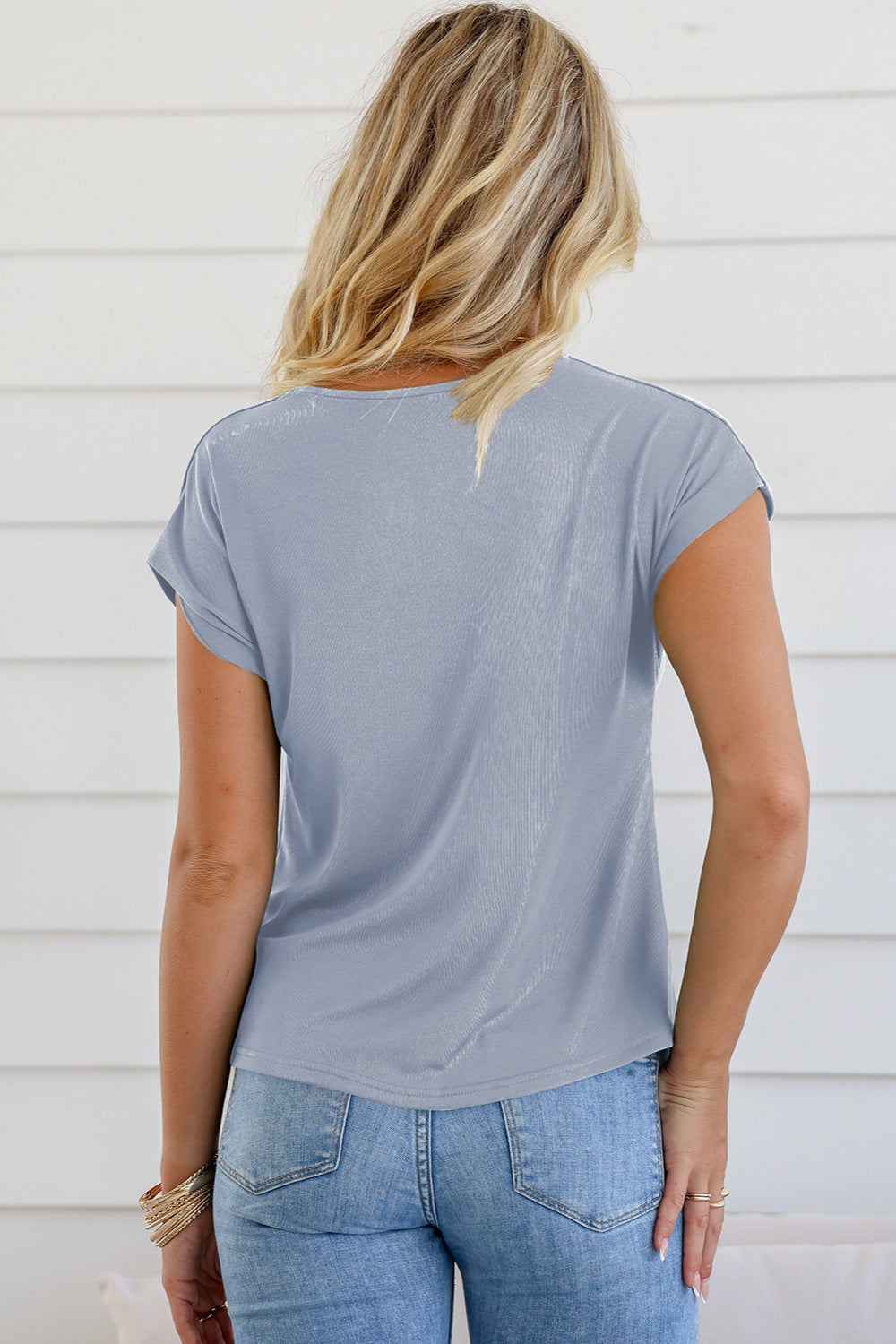 Cowl Neck Short Sleeve Blouse