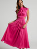 Cutout Mock Neck Sleeveless Ruched Maxi Dress