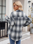 Plaid Collared Neck Long Sleeve Shirt