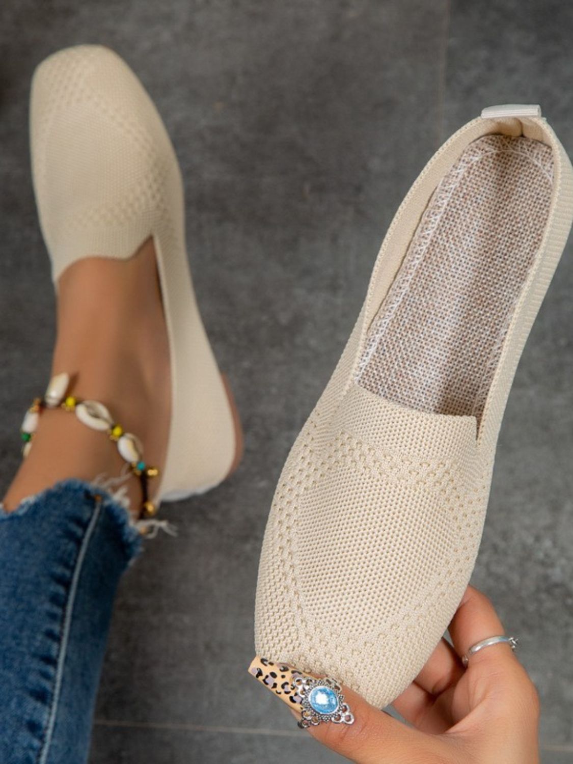 Square Toe Flat Slip-Ons