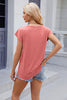 Pocketed Heathered Cap Sleeve T-Shirt