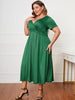 Honey Plus Size Short Sleeve Surplice Neck Midi Dress