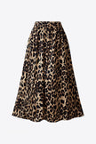 Plus Size Leopard Elastic Waist Midi Skirt