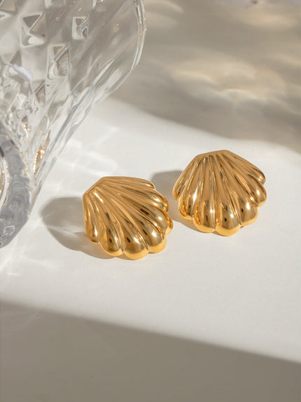 Gold-Plated Stainless Steel Shell Stud Earrings