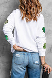 Lucky Clover Round Neck Long Sleeve Sweatshirt