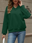 V-Neck Long Sleeve Dropped Shoulder Sweater