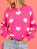 Angel Wings Heart Round Neck Drop Shoulder Sweater