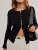 Button Up Round Neck Long Sleeve Cardigan