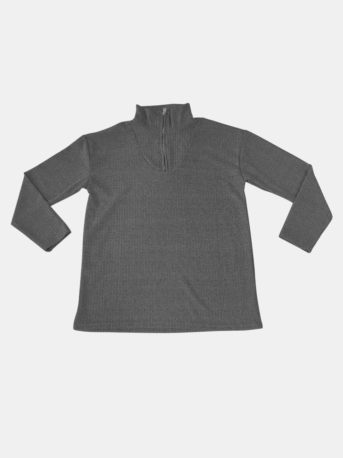 Full Size Quarter Zip Long Sleeve Sweater